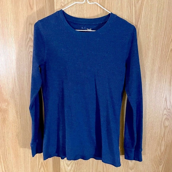 Basic Dark Blue Thermal Crew Long Sleeve Top - Picture 1 of 3